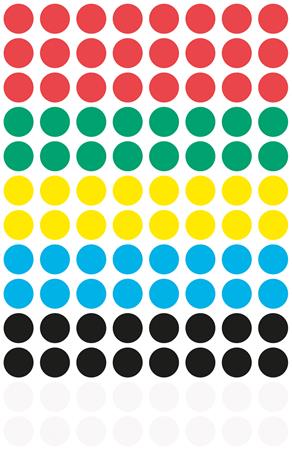 Etikett, 8 mm, kör, AVERY ZWECKFORM, 5 különböző szín, 416 etikett/csomag